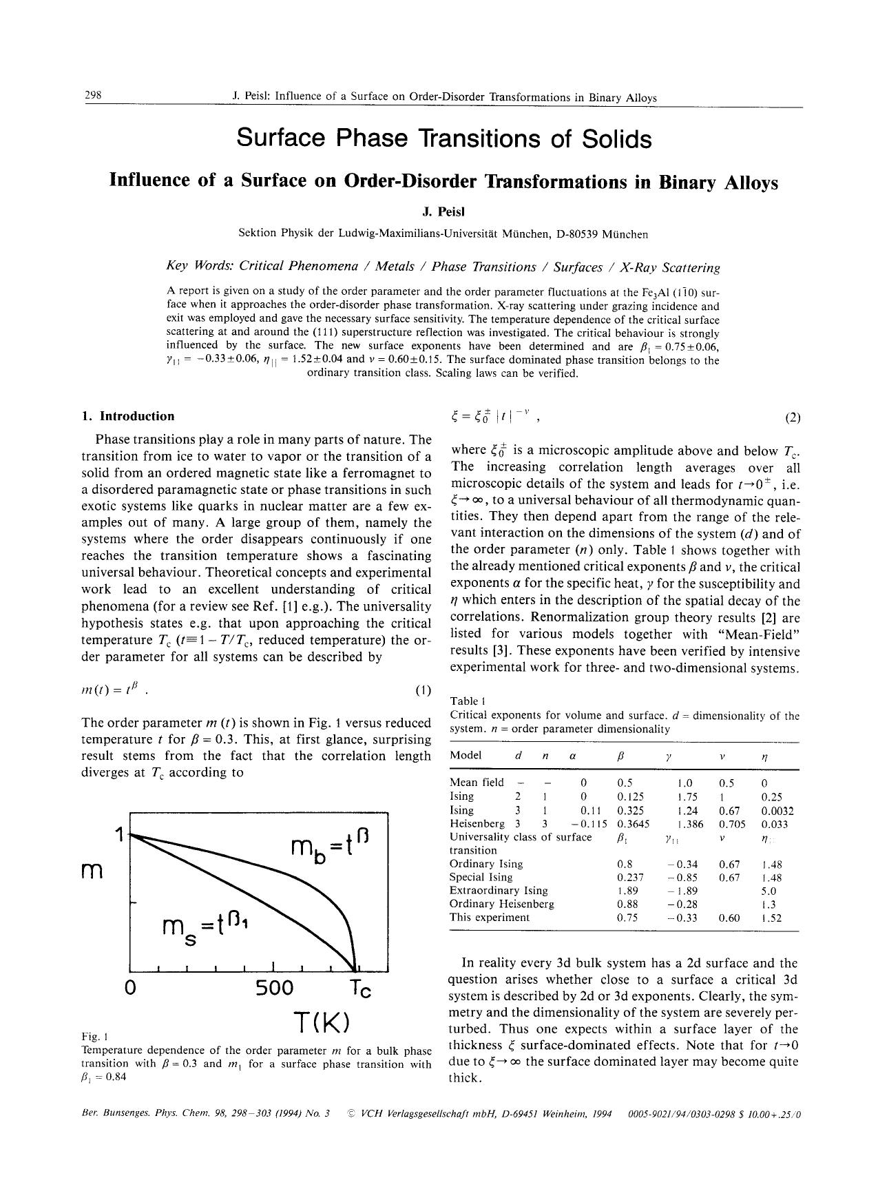 Surface phase transitions of solids. Influence of a surface on order-disorder transformations in binary alloys by Unknown