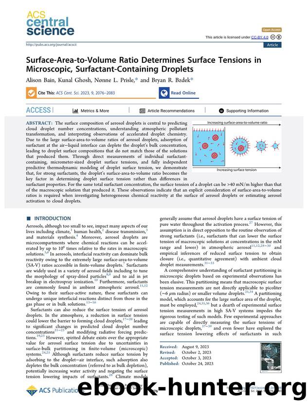 Surface-Area-to-Volume Ratio Determines Surface Tensions in Microscopic, Surfactant-Containing Droplets by unknow