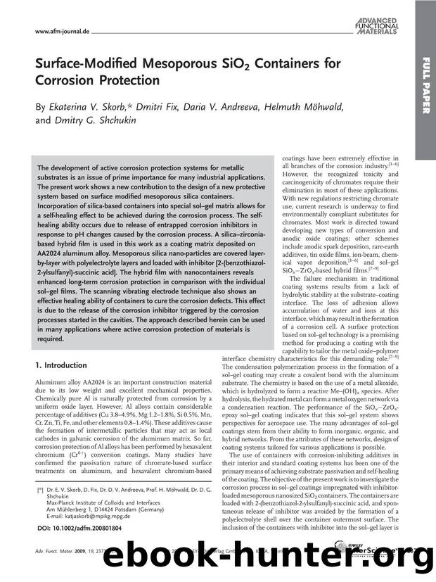 Surface-Modified Mesoporous SiO2 Containers for Corrosion Protection by Unknown