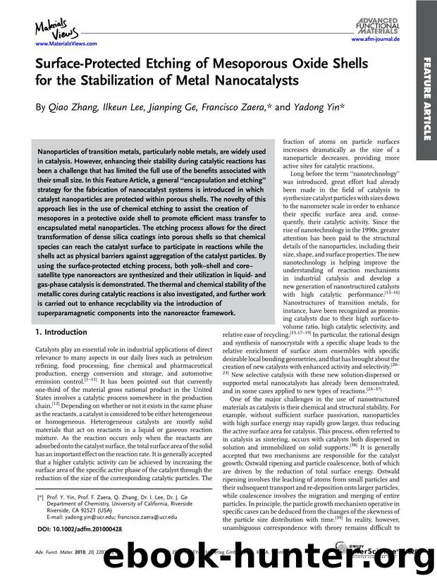 Surface-Protected Etching of Mesoporous Oxide Shells for the Stabilization of Metal Nanocatalysts by Unknown