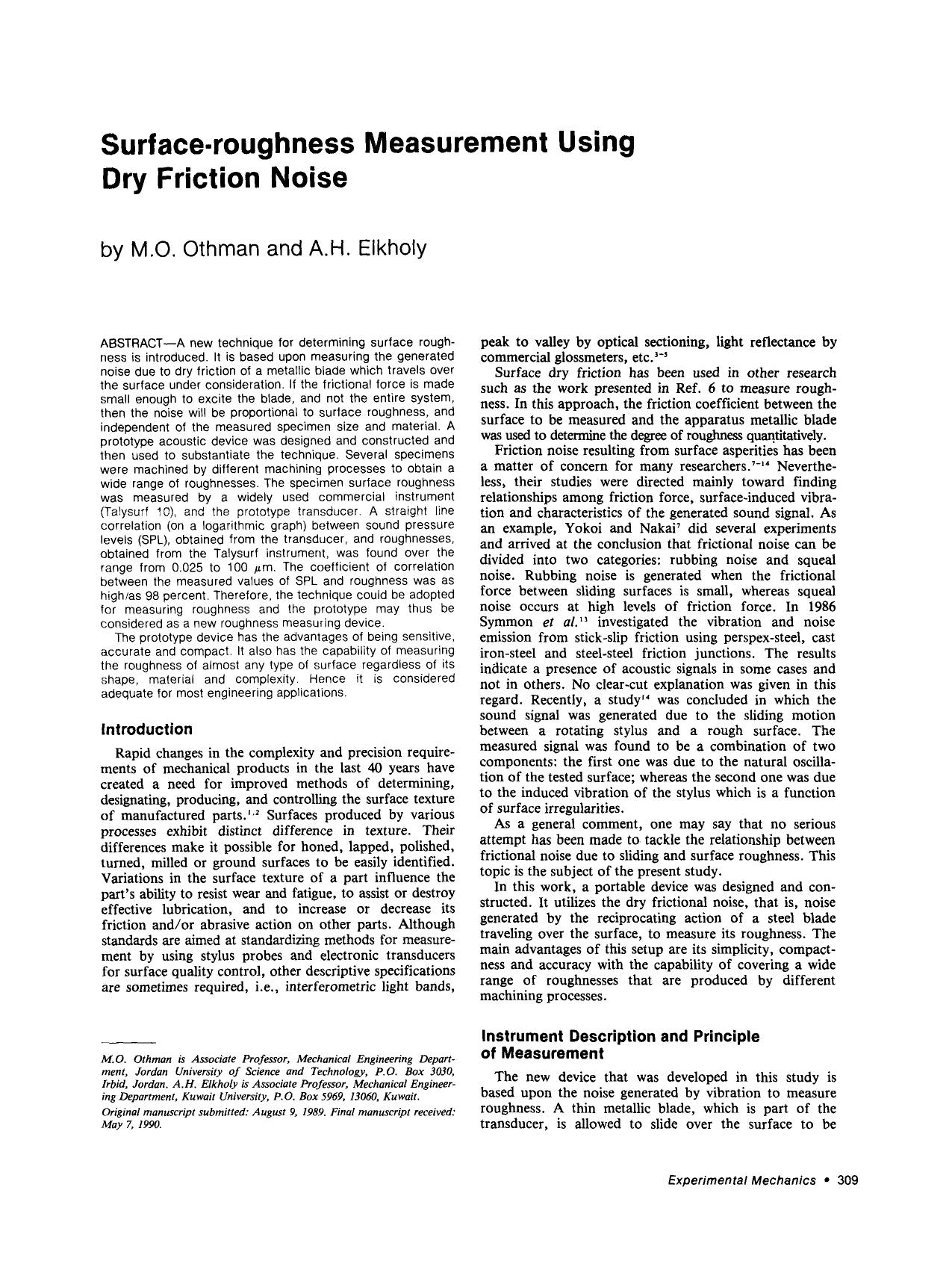 Surface-roughness measurement using dry friction noise by Unknown