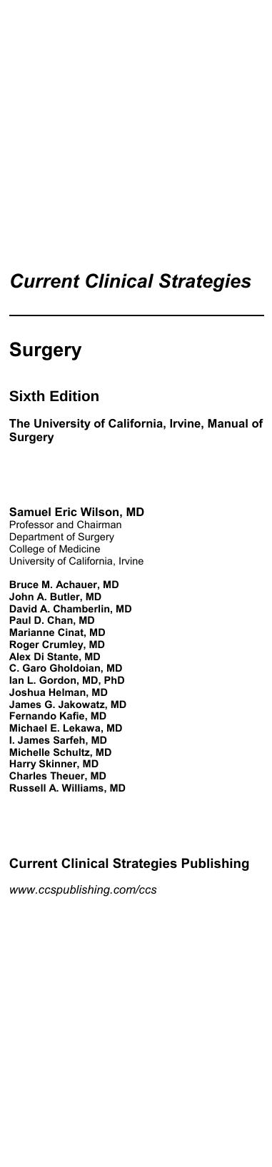Surgery by Samuel Eric Wilson; MD