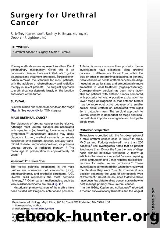 Surgery for Urethral Cancer by R. Jeffrey Karnes MD & Rodney H. Breau MD FRCSC & Deborah J. Lightner MD