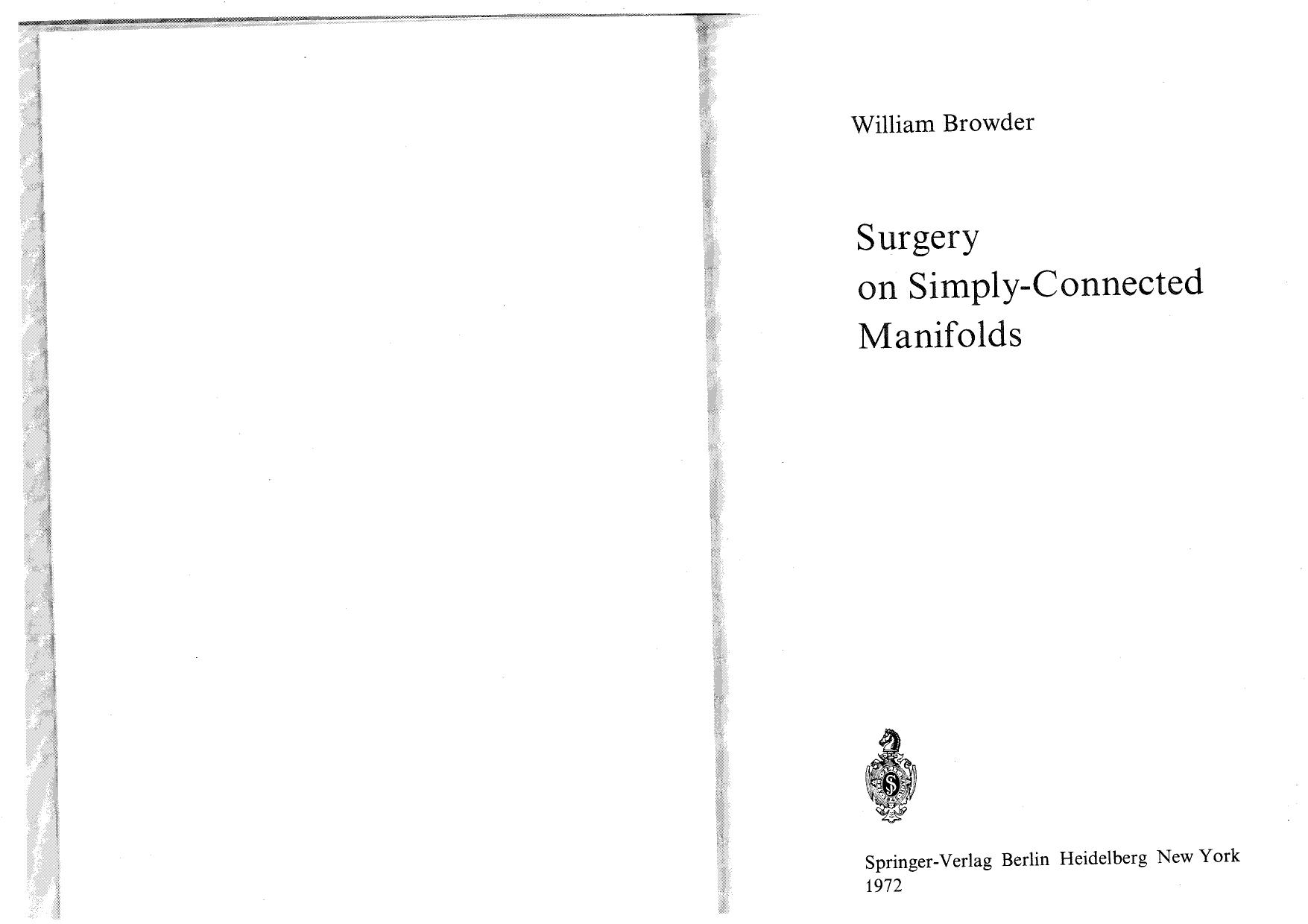 Surgery on simply-connected manifolds by W. Browder