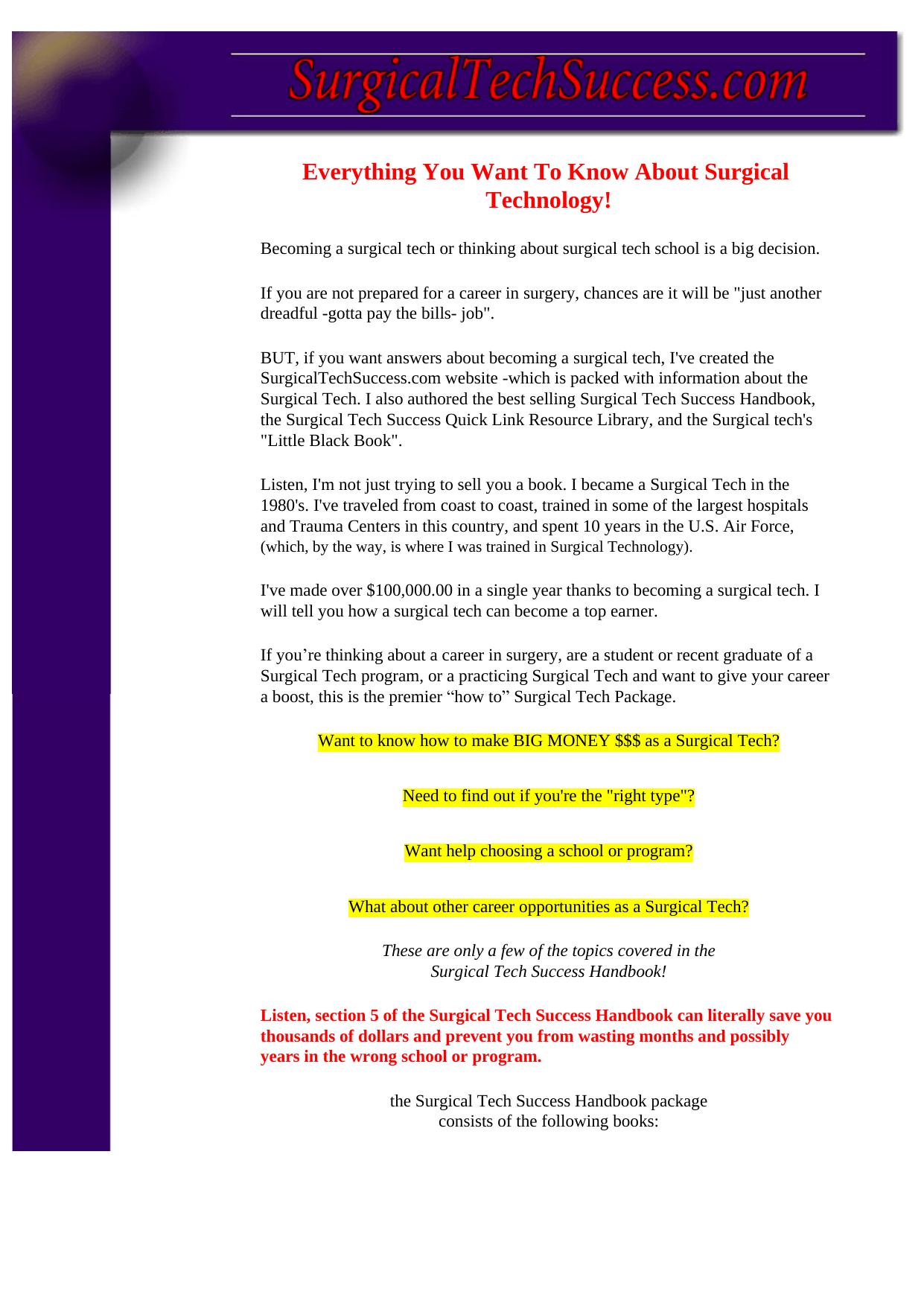 Surgical Tech Success Handbook. by Best of Kuszter's Collection