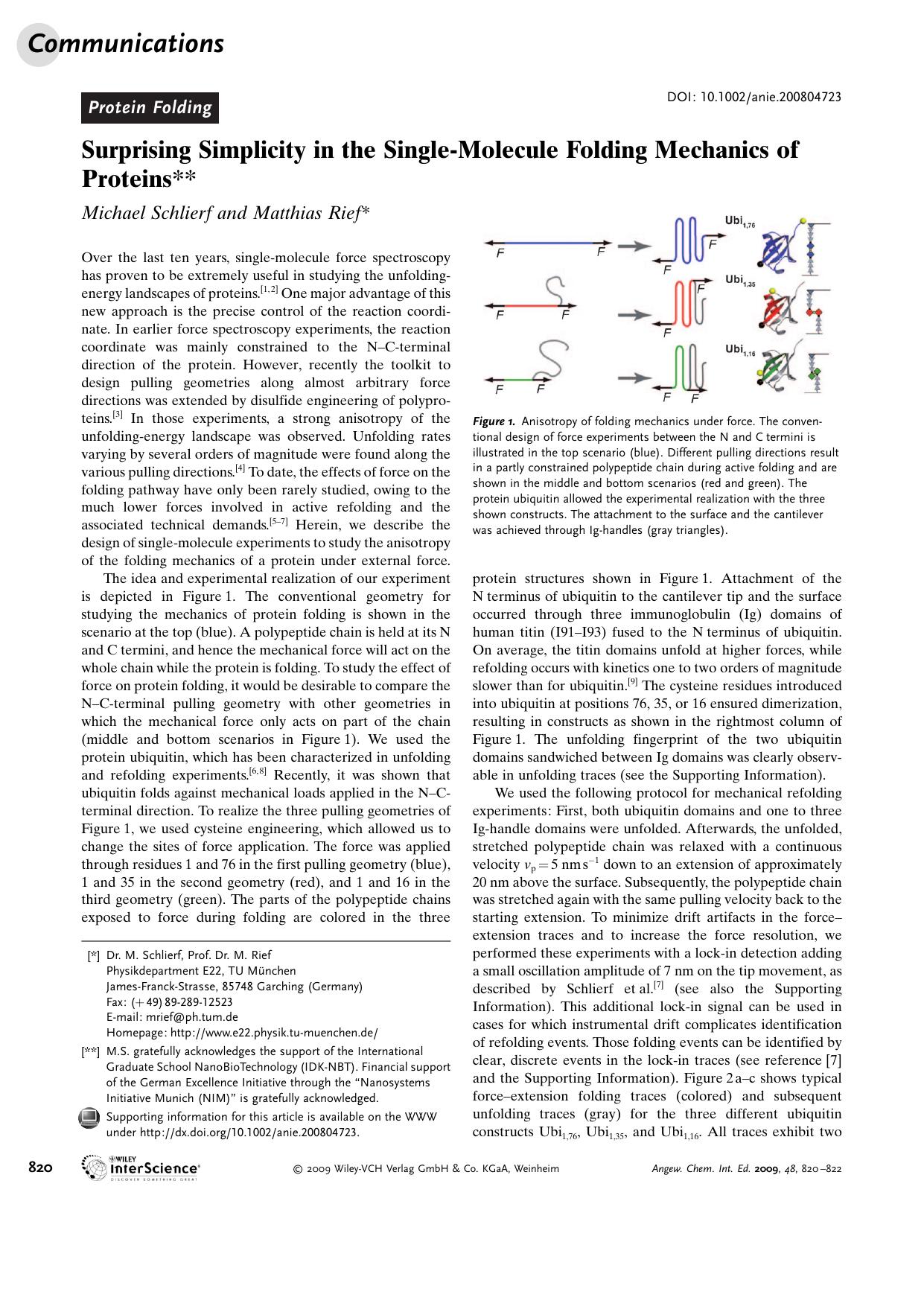 Surprising Simplicity in the Single-Molecule Folding Mechanics of Proteins by Unknown