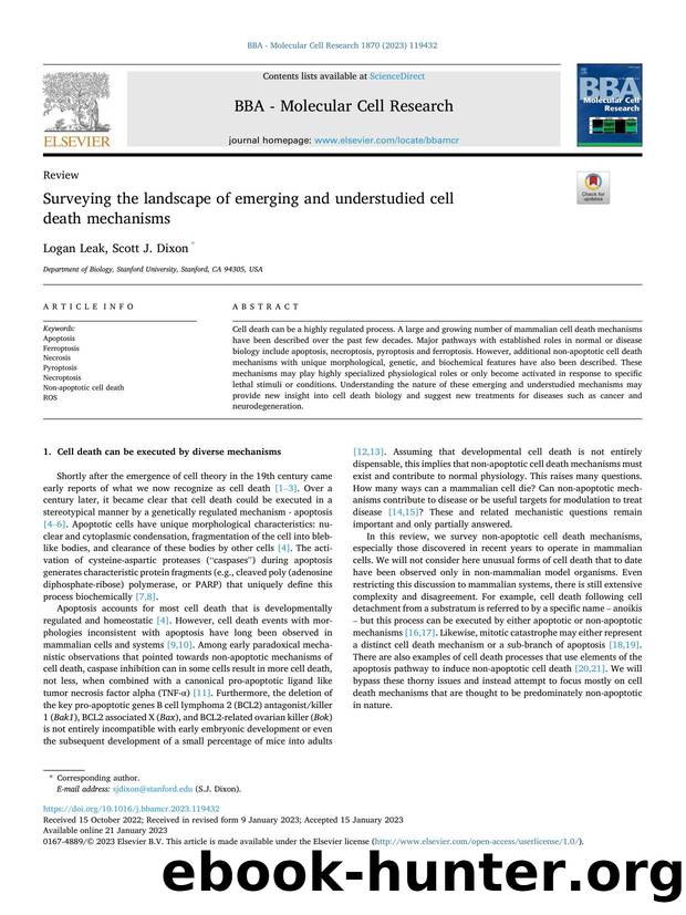 Surveying the landscape of emerging and understudied cell death mechanisms by Logan Leak & Scott J. Dixon