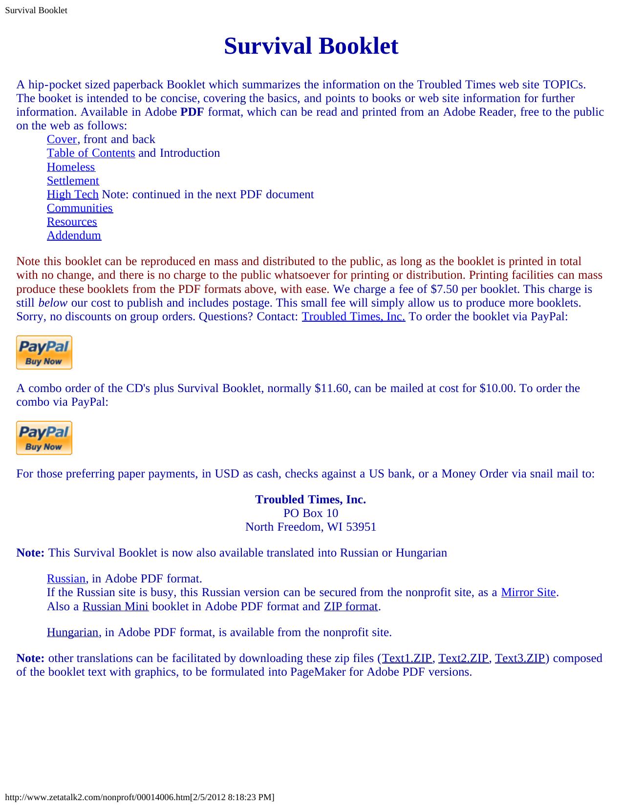 Survival Booklet by Unknown