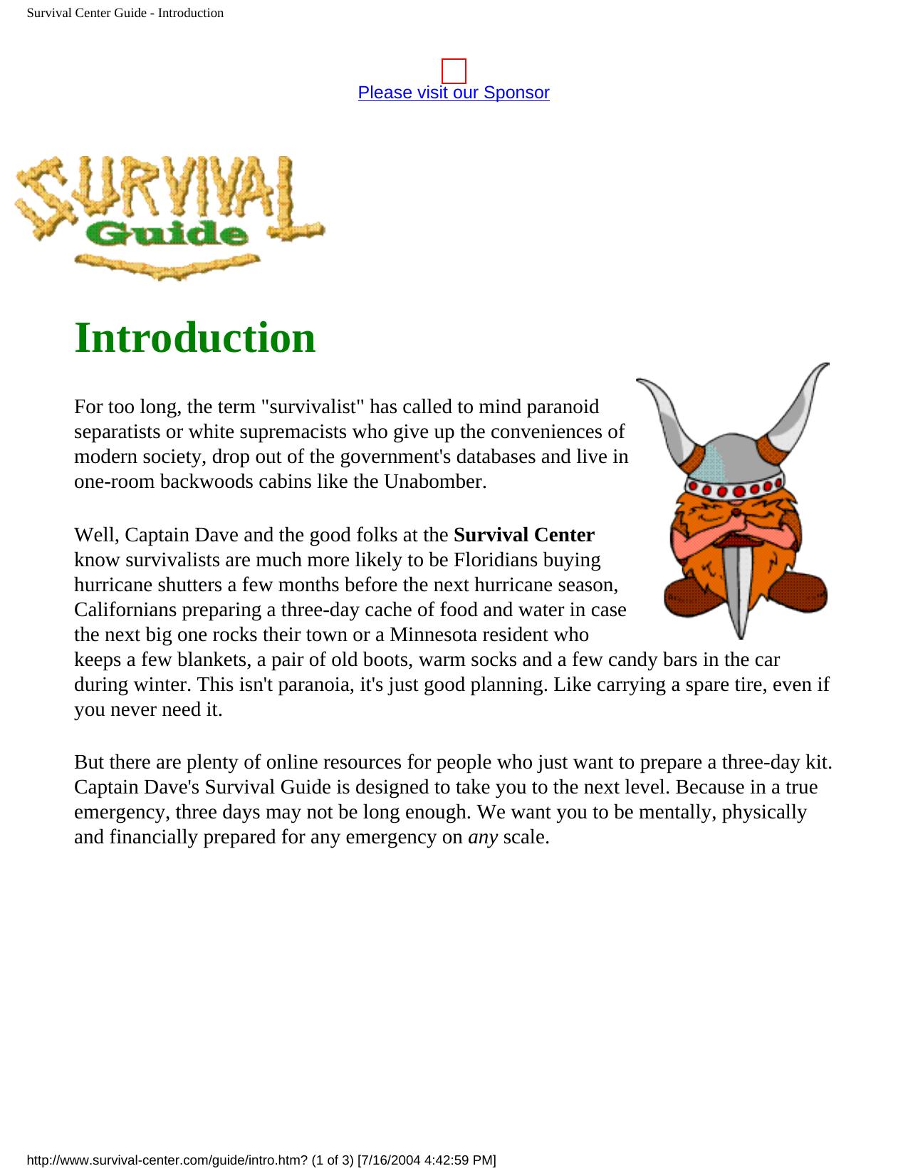 Survival Center Guide - Introduction by Unknown