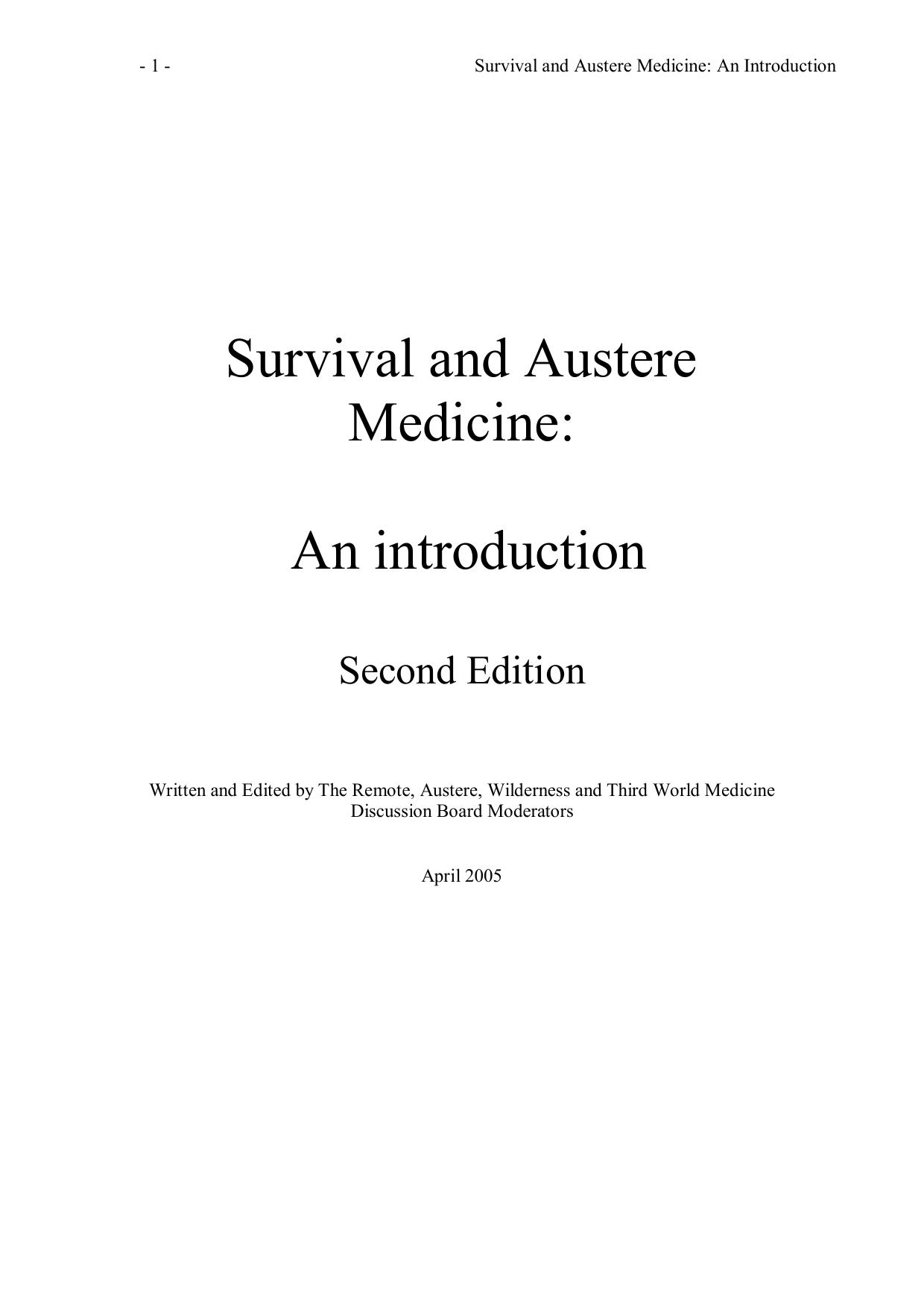 Survival and Austere Medicine by Various