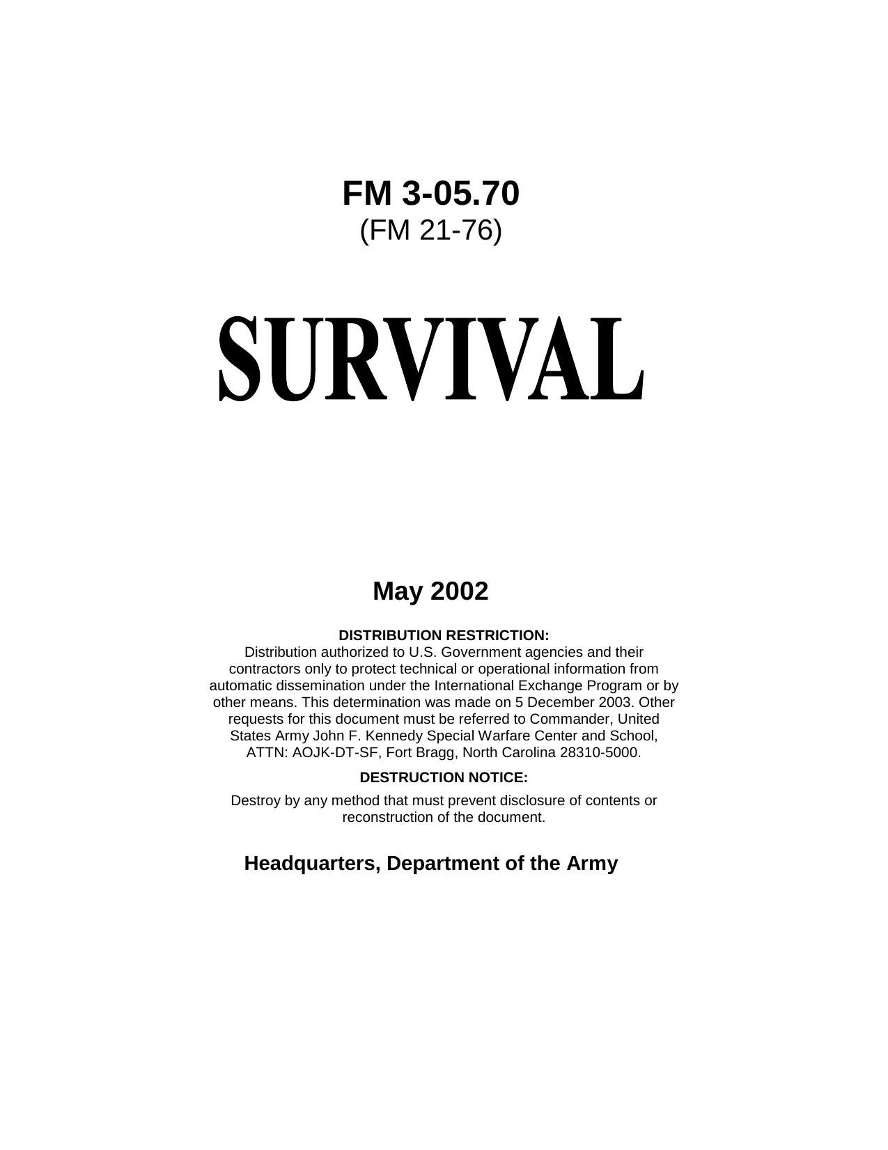 Survival by FM 3-05.70