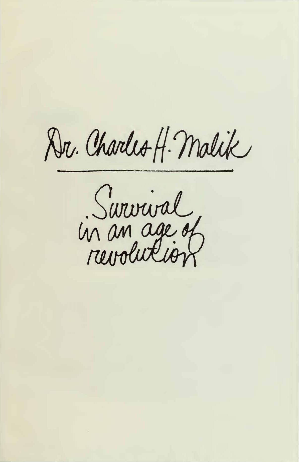 Survival in Age of Revolution by Charles Malik