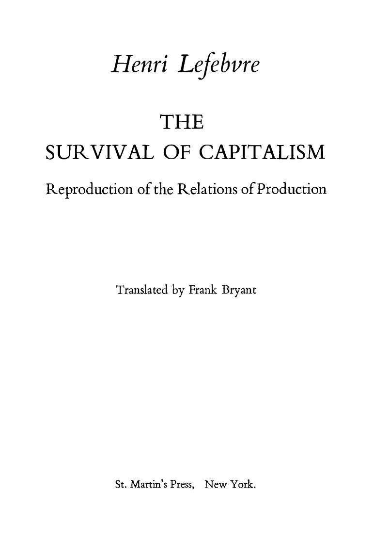 Survival of Capitalism by Henri Lefebvre