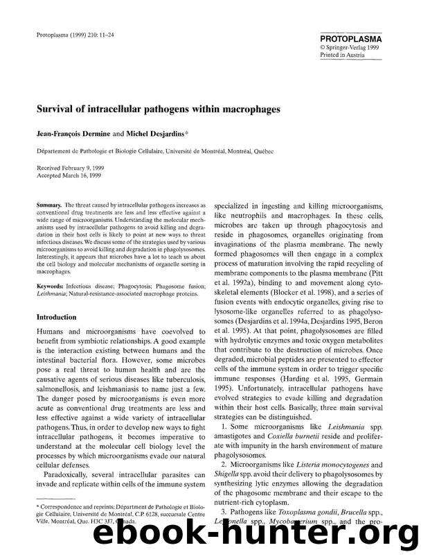 Survival of intracellular pathogens within macrophages by Unknown