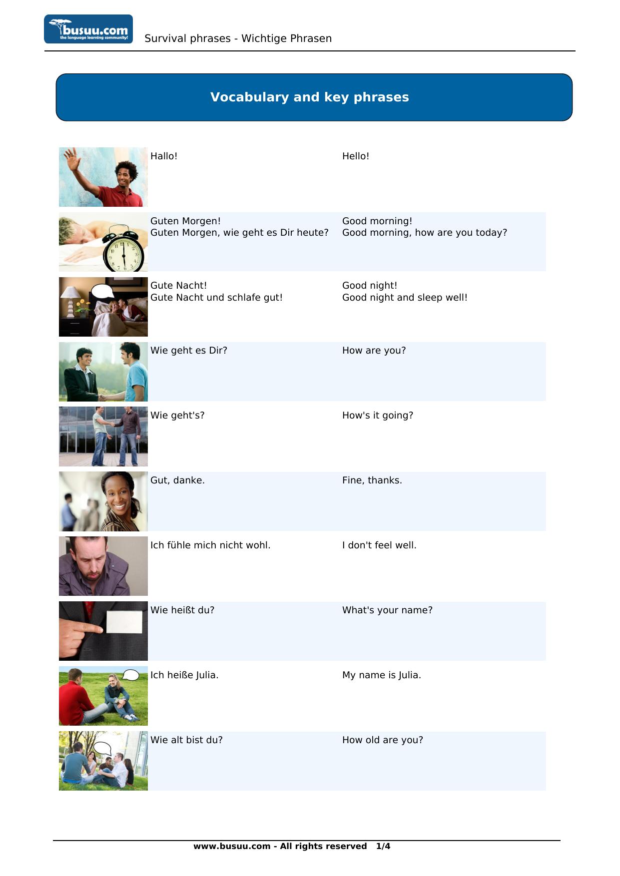 Survival phrases by busuu.com