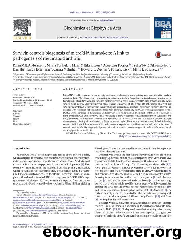 Survivin controls biogenesis of microRNA in smokers: A link to pathogenesis of rheumatoid arthritis by unknow