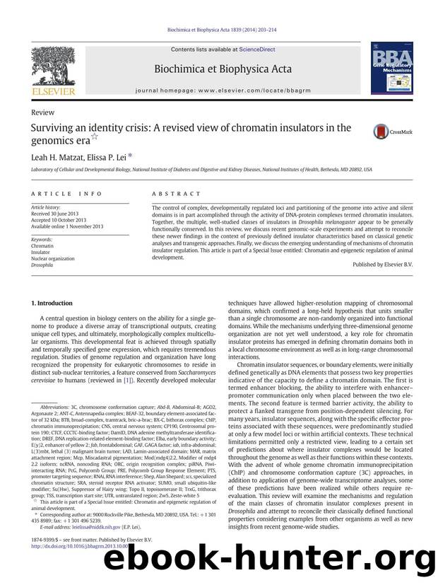 Surviving an identity crisis: A revised view of chromatin insulators in the genomics era by Leah H. Matzat & Elissa P. Lei