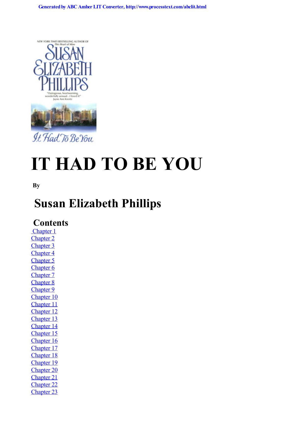 Susan Elizabeth Phillips - Chicago Stars Bonner Brothers 01 by It Had To Be You