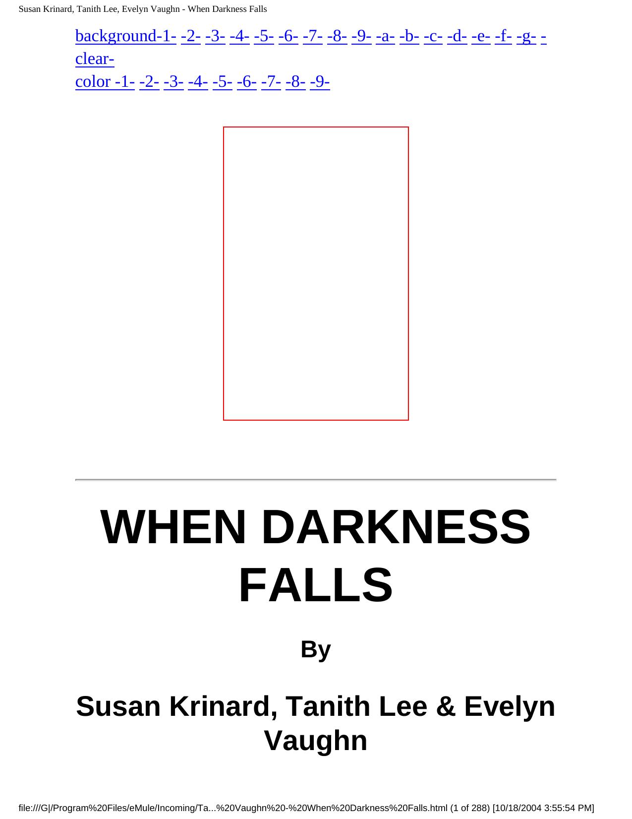 Susan Krinard, Tanith Lee, Evelyn Vaughn - When Darkness Falls by When Darkness Falls