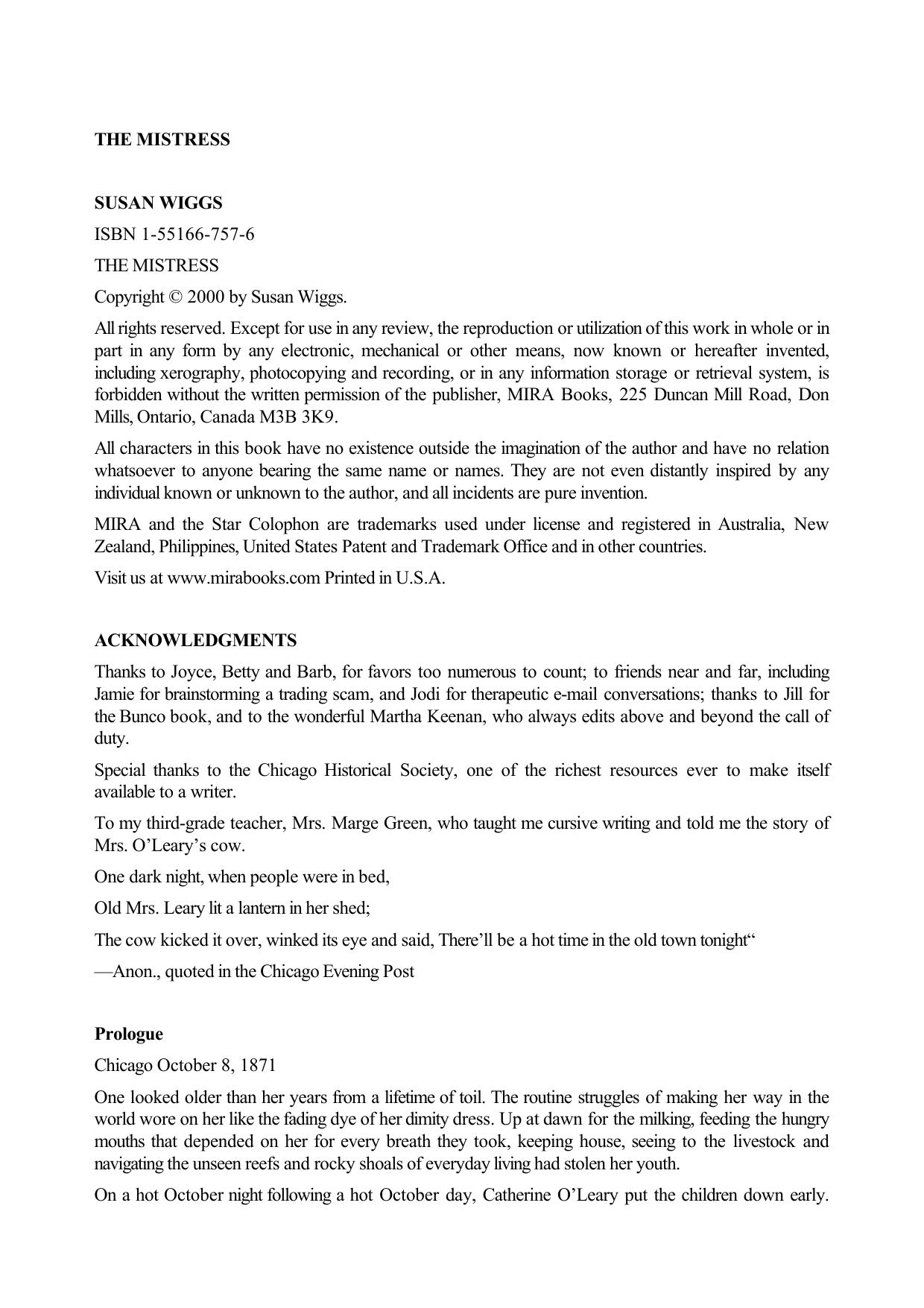 Susan Wiggs - Chicago Fire Trilogy 02 by The Mistress
