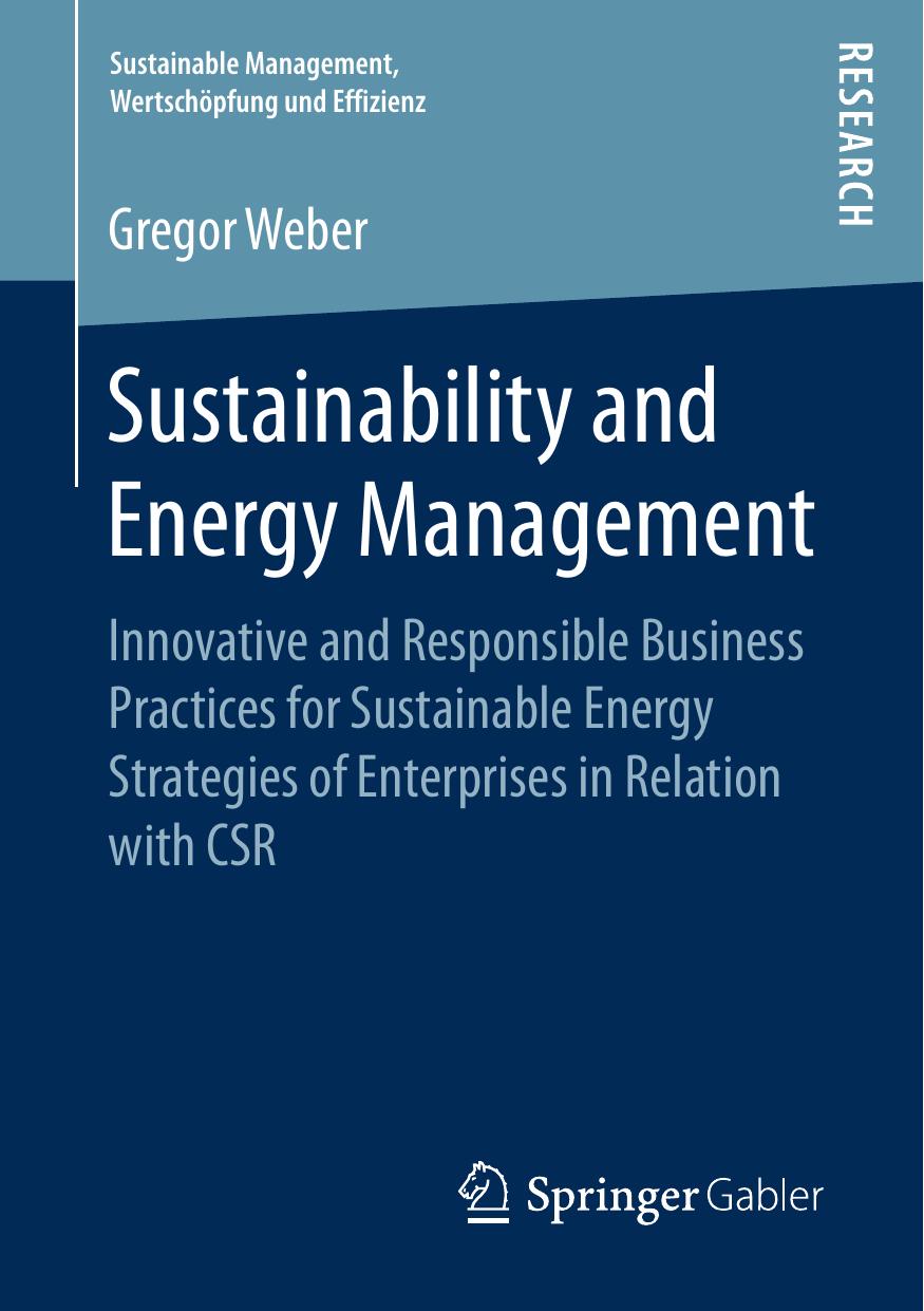 Sustainability and Energy Management: Innovative and Responsible Business Practices for Sustainable Energy Strategies of Enterprises in Relation with CSR by Gregor Weber (auth.)