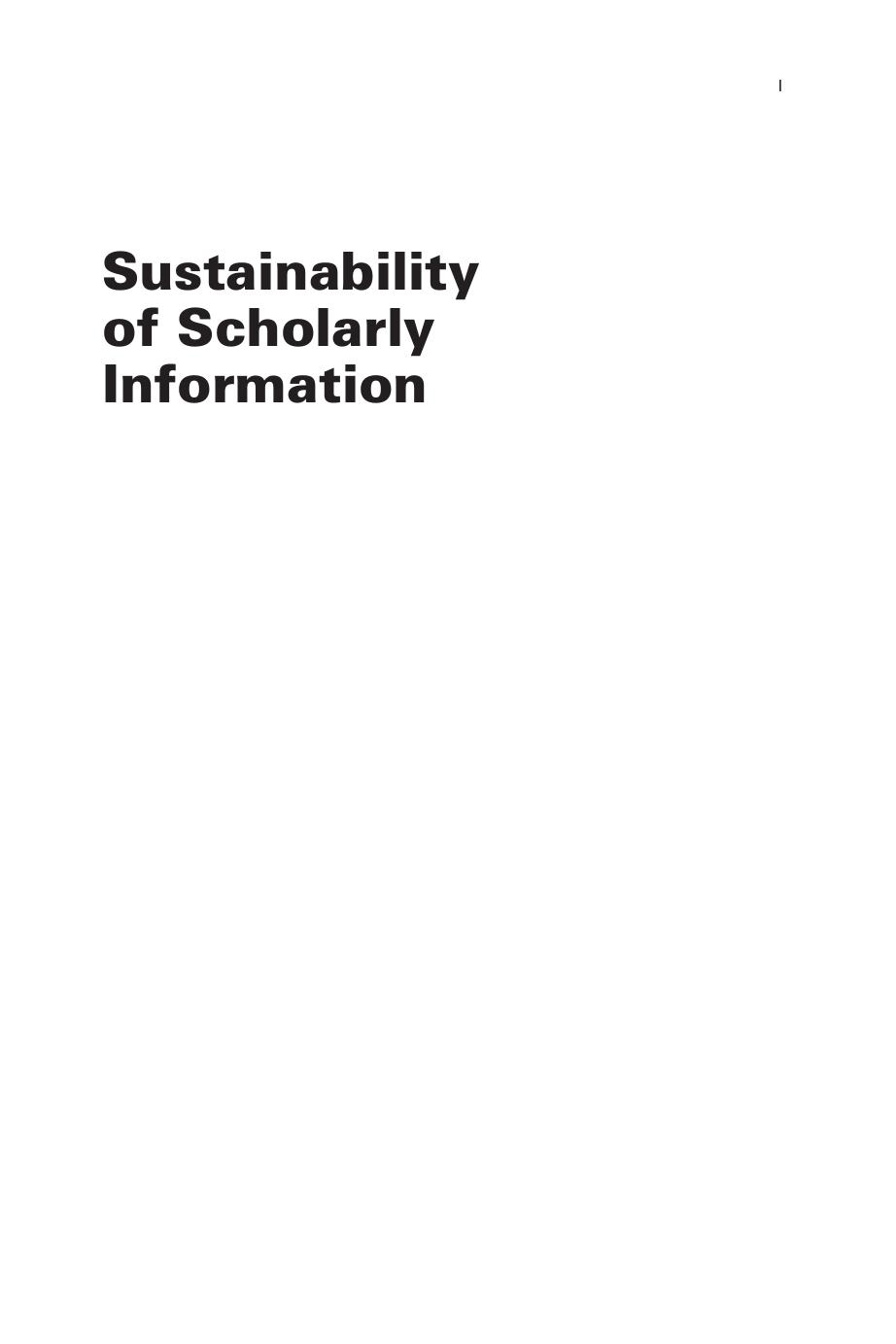 Sustainability of Scholarly Information by G. G. Chowdhury