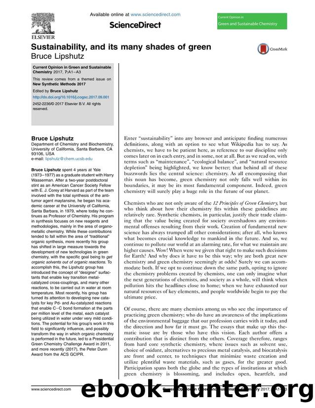 Sustainability, and its many shades of green by Bruce Lipshutz