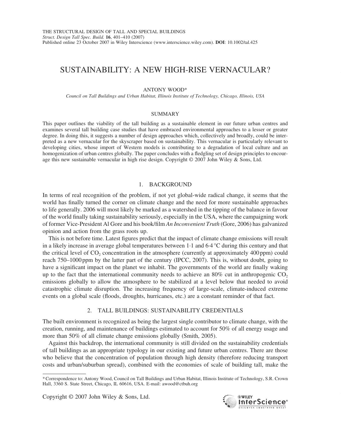 Sustainability: a new high-rise vernacular? by User