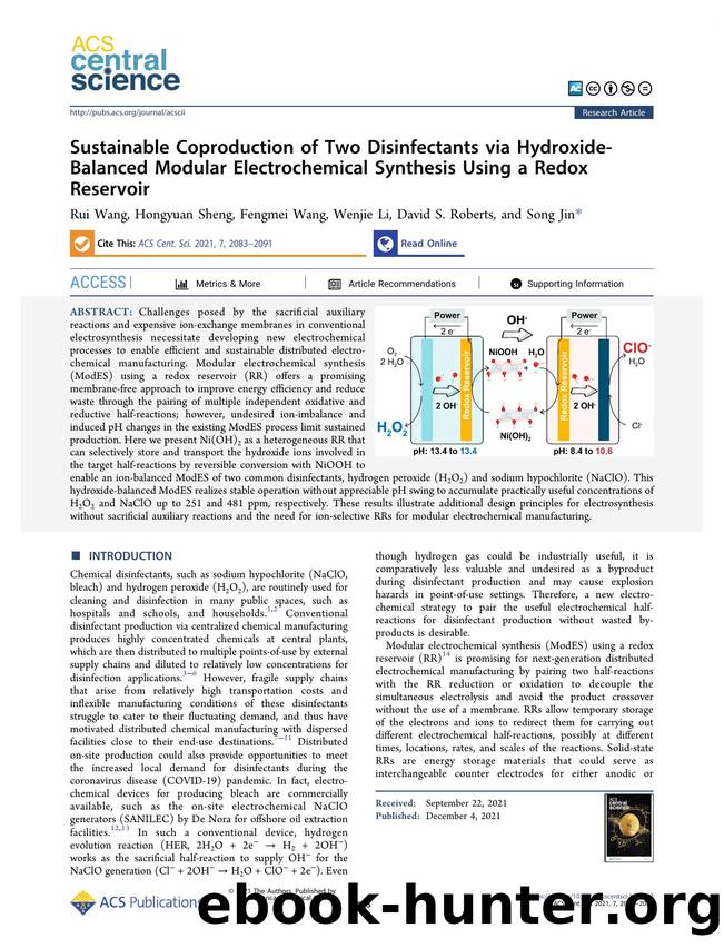 Sustainable Coproduction of Two Disinfectants via Hydroxide-Balanced Modular Electrochemical Synthesis Using a Redox Reservoir by unknow
