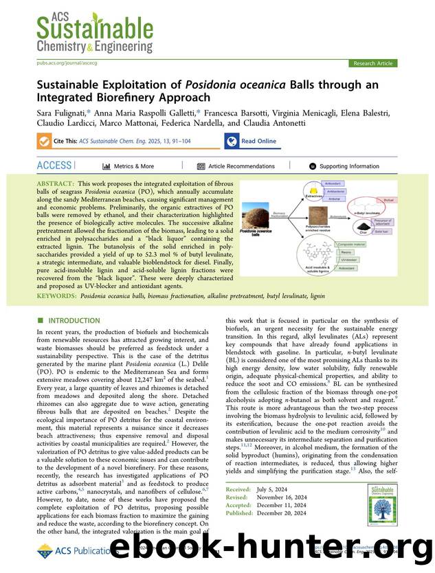 Sustainable Exploitation of Posidonia oceanica Balls through an Integrated Biorefinery Approach by unknow