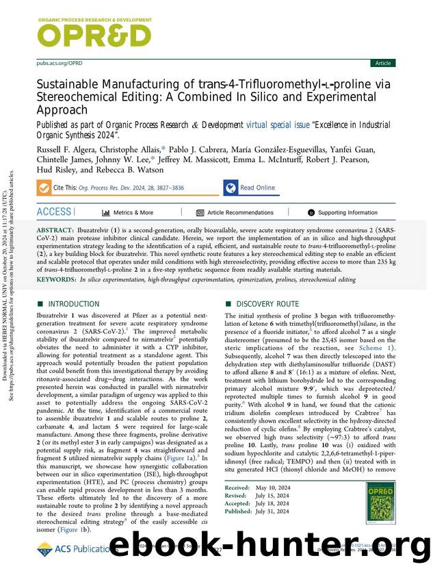 Sustainable Manufacturing of trans-4-Trifluoromethyl-l-proline via Stereochemical Editing: A Combined In Silico and Experimental Approach by unknow