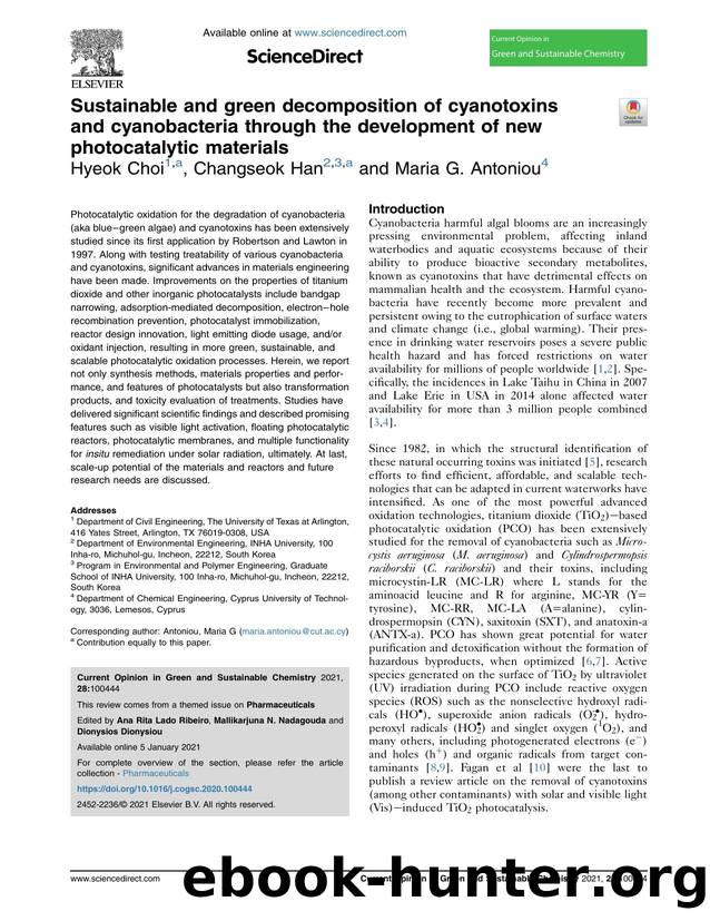 Sustainable and green decomposition of cyanotoxins and cyanobacteria through the development of new photocatalytic materials by Hyeok Choi & Changseok Han & Maria G. Antoniou