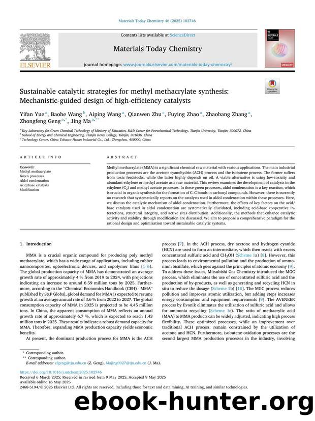 Sustainable catalytic strategies for methyl methacrylate synthesis: Mechanistic-guided design of high-efficiency catalysts by unknow