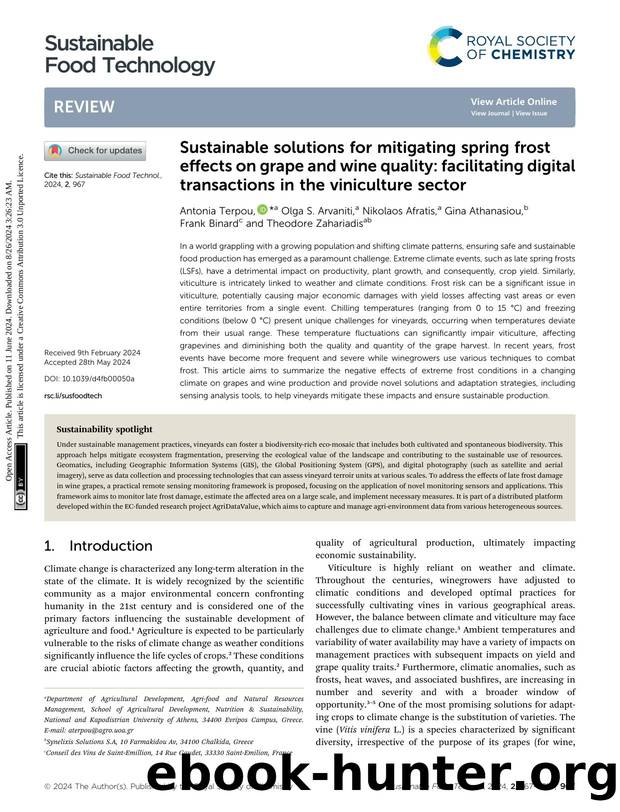 Sustainable solutions for mitigating spring frost effects on grape and wine quality: facilitating digital transactions in the viniculture sector by unknow