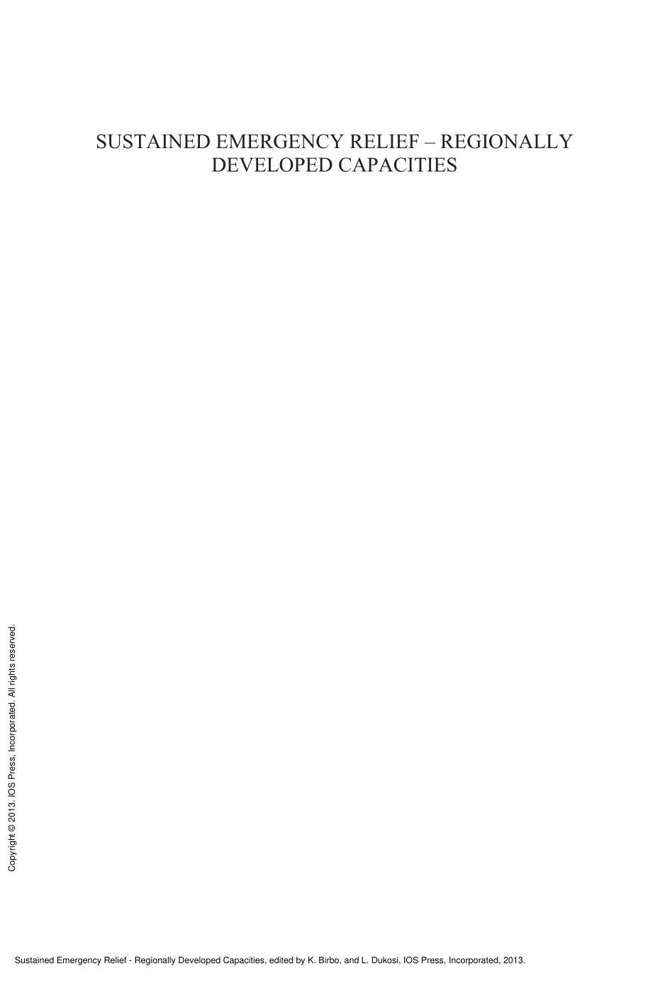 Sustained Emergency Relief - Regionally Developed Capacities by K. Birbo; L. Dukosi