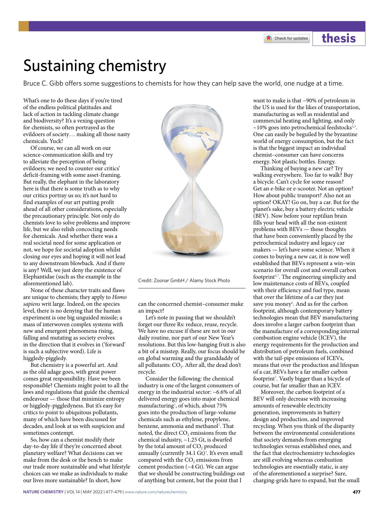 Sustaining chemistry by Bruce C. Gibb