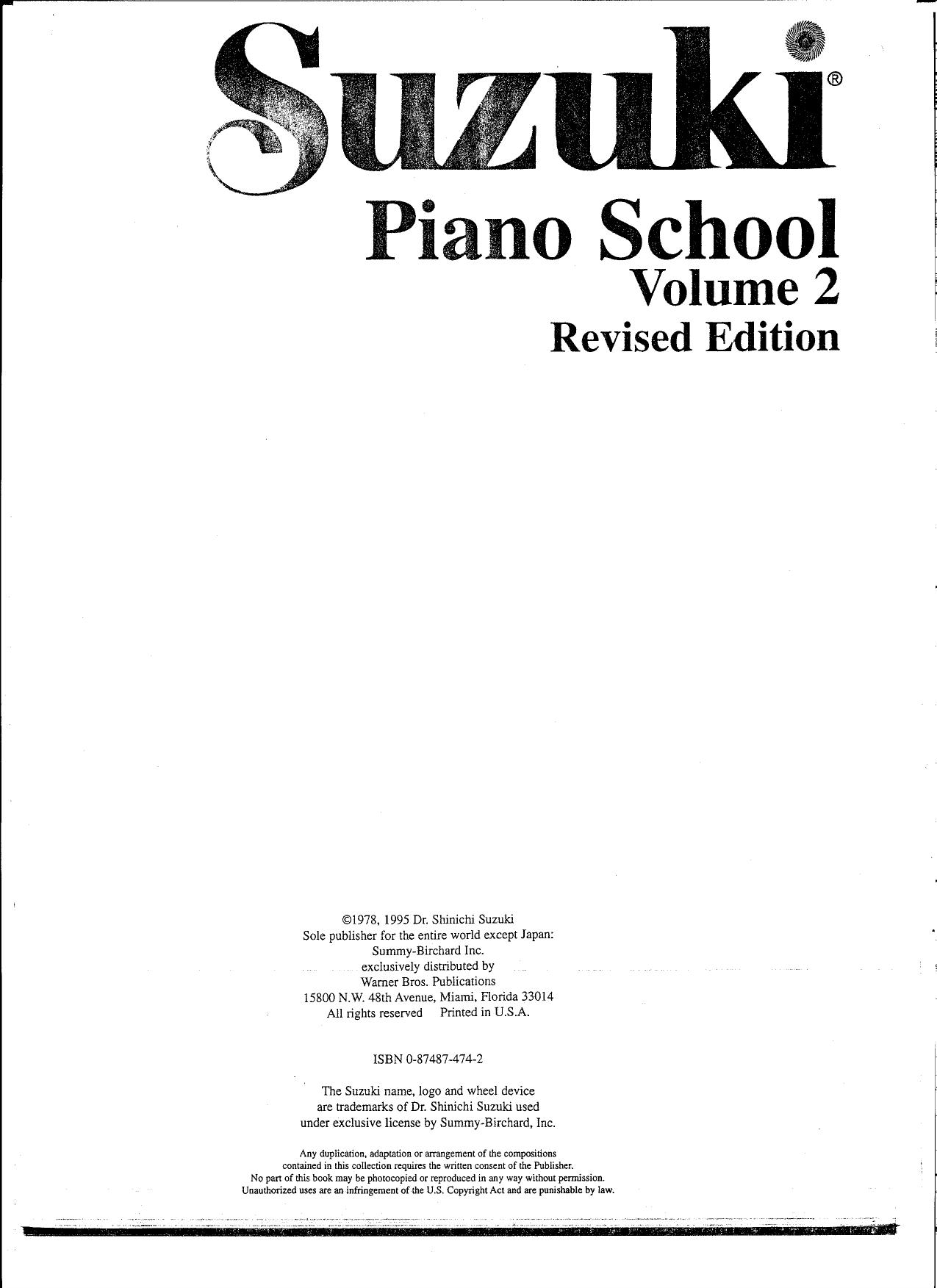 Suzuki Piano School, Vol. 2 by Alfred Music