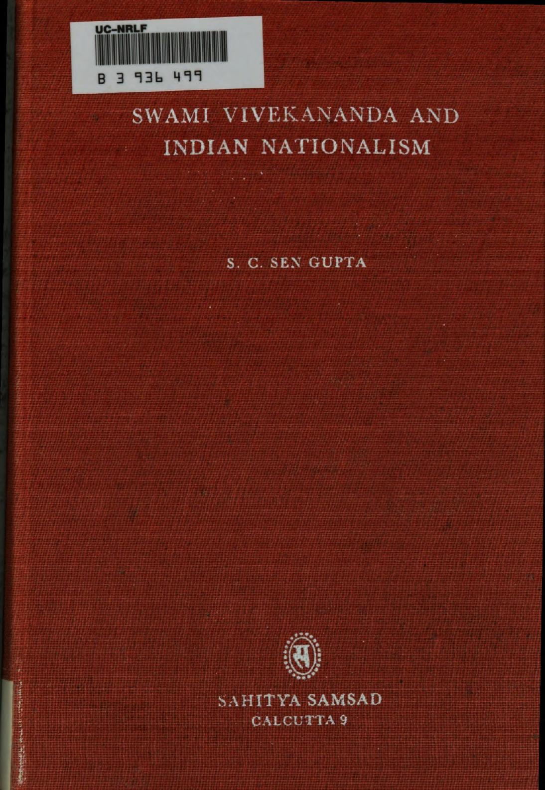 Swami Vivekananda and Indian Nationalism by Subodh Chandra Sen Gupta