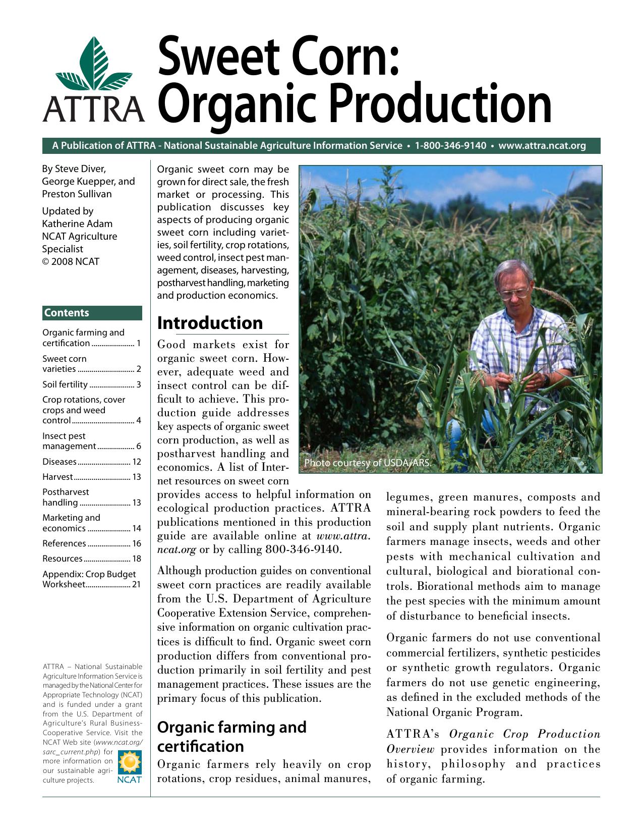 Sweet Corn: Organic Production ~ PDF by amys
