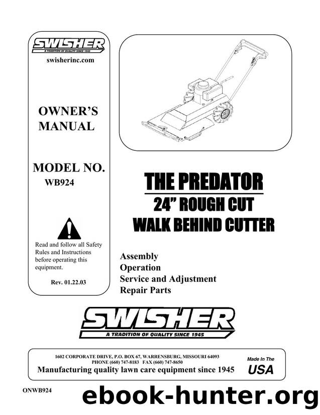 Swisher Walk Behind Predator Rugged Cut Trailcutter (01-22-03) by Unknown