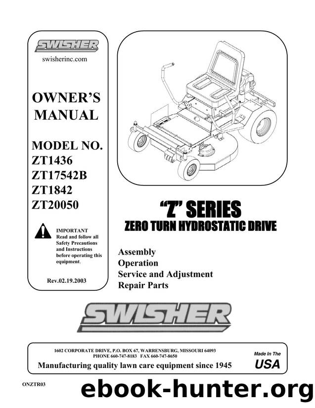 Swisher Z Series Zero Turning Riding Mowers (02-19-03) by Unknown