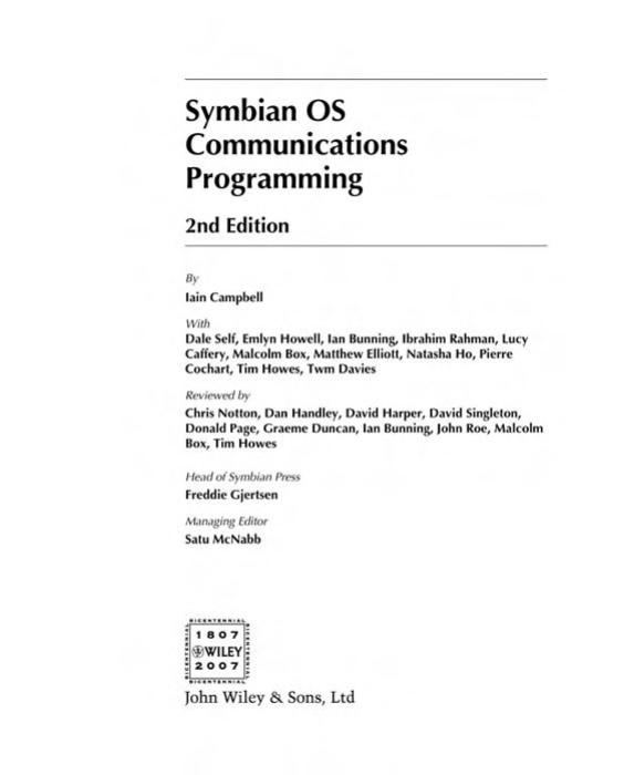 Symbian OS Communications Programming, 2nd Edition (Symbian Press) by unknow