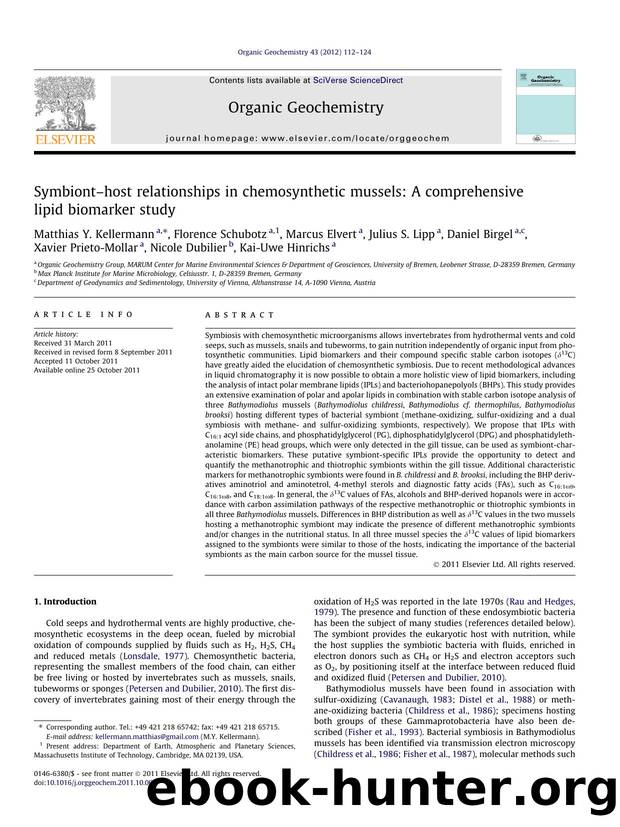 SymbiontÃ¢â¬âhost relationships in chemosynthetic mussels: A comprehensive lipid biomarker study by unknow
