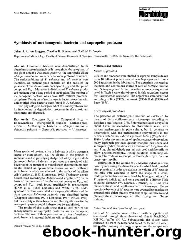 Symbiosis of methanogenic bacteria and sapropelic protozoa by Unknown
