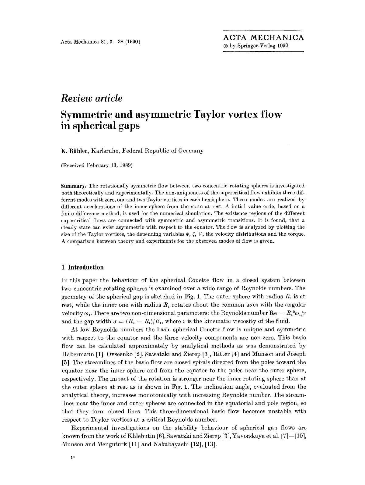 Symmetric and asymmetric Taylor vortex flow in spherical gaps by Unknown