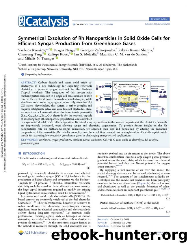 Symmetrical Exsolution of Rh Nanoparticles in Solid Oxide Cells for Efficient Syngas Production from Greenhouse Gases by unknow