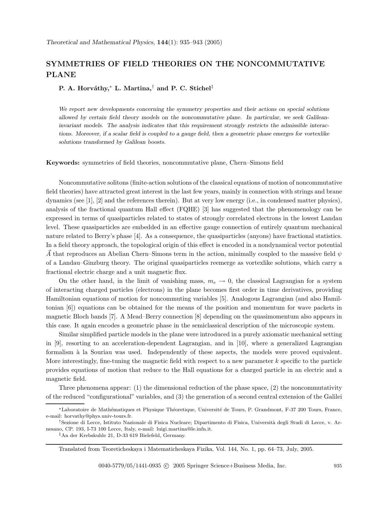 Symmetries of Field Theories on the Noncommutative Plane by Unknown