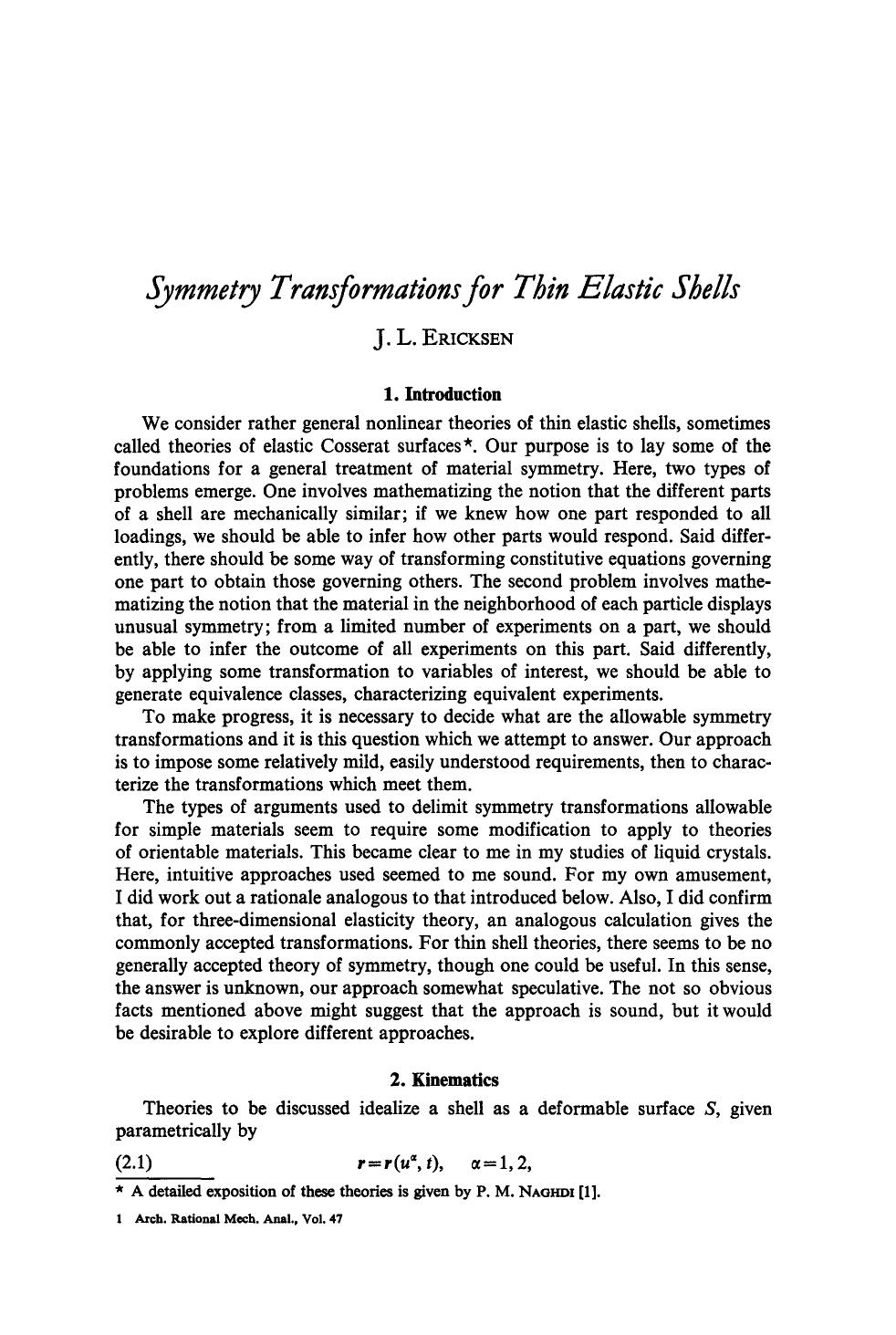 Symmetry transformations for thin elastic shells by Unknown