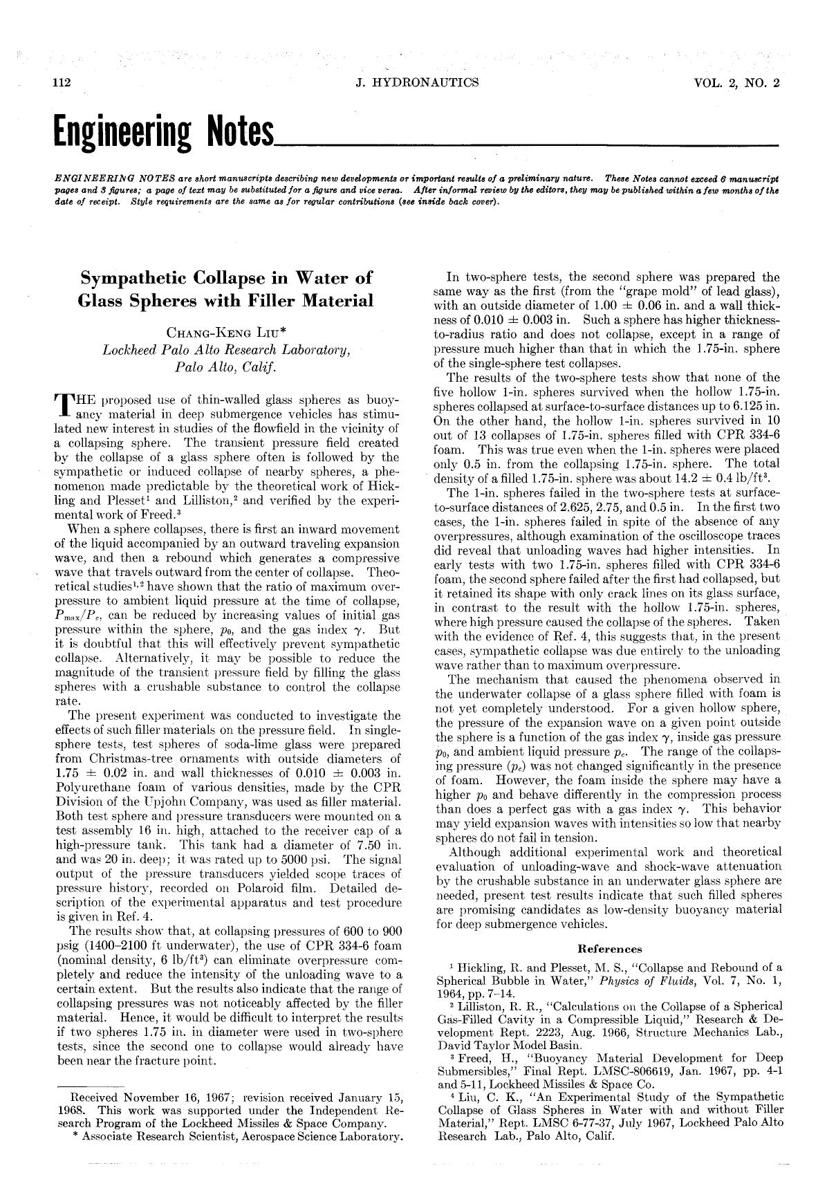 Sympathetic Collapse in Water of Glass Spheres with Filler Material by Unknown