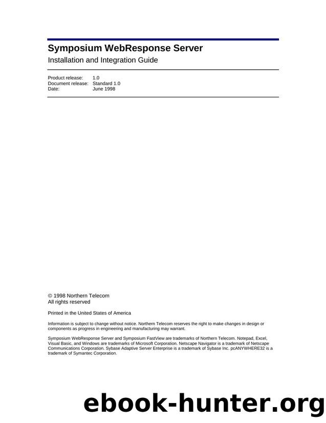 Symposium WebResponse Server Installation and Integration Guide by Unknown
